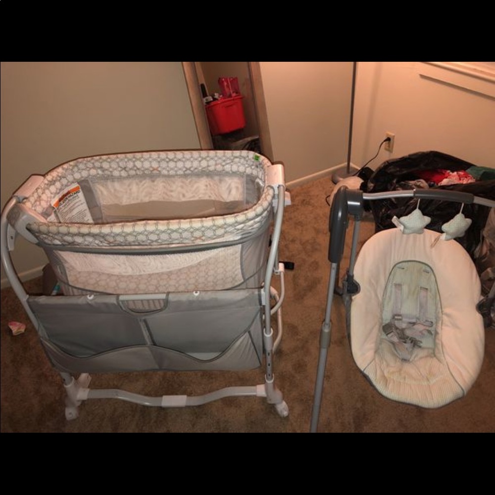 Baby swing and bassinet/play pin